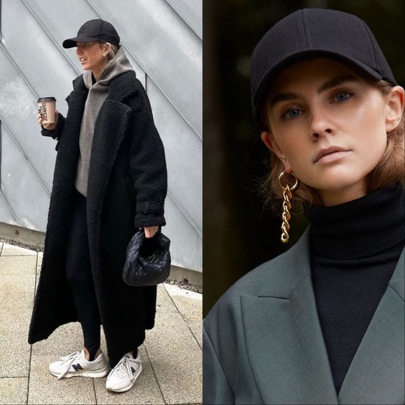 NEW WOOL BASEBALL CAP - BLACK - Picture 1 of 7